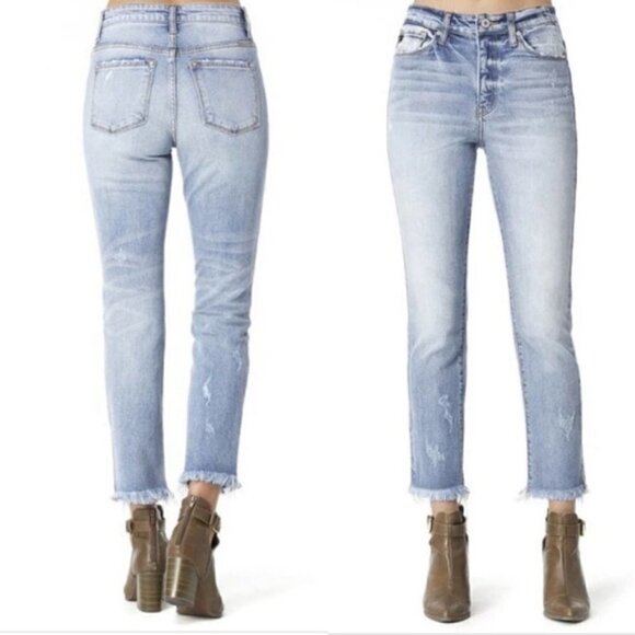 KanCan Relaxed Boyfriend High Rise Hem Detail Size 25 - Picture 1 of 8